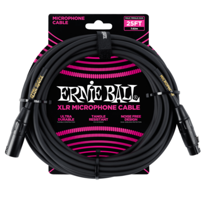 CABLE MICRÓFONO MACHO/HEMBRA NEGRO 7.62M | ERNIE BALL 6073